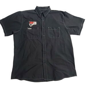 Motor Fist Men's XL Black Gray Collared Crew Shirt Big Logo by Throttle Threads